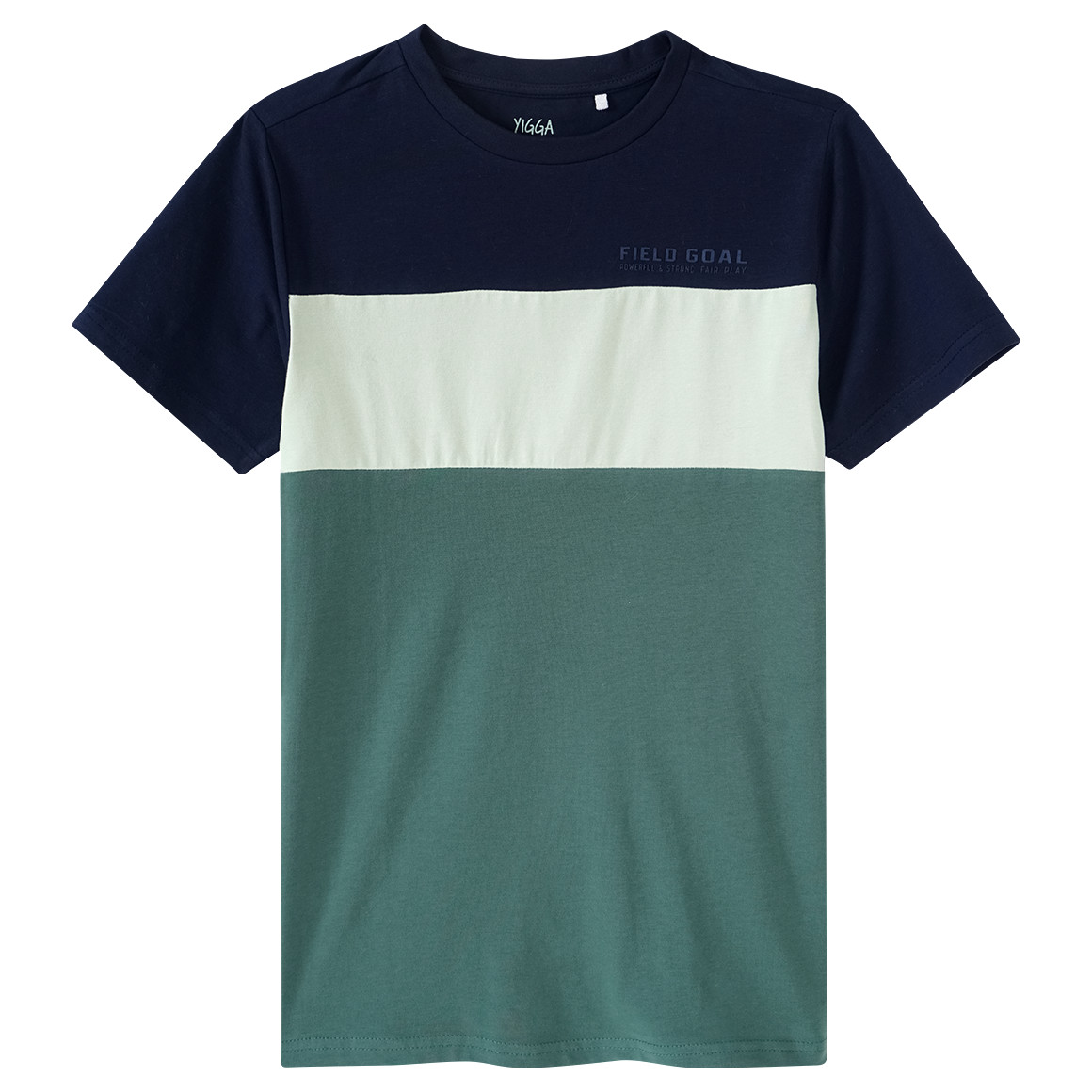 Yigga Jungen T-Shirt mit Farbteilern dunkelgrün / dunkelblau