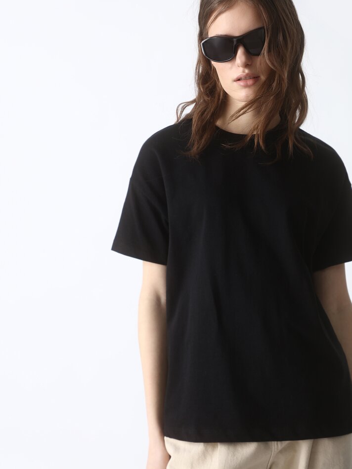Camiseta oversized de manga curta - Preta