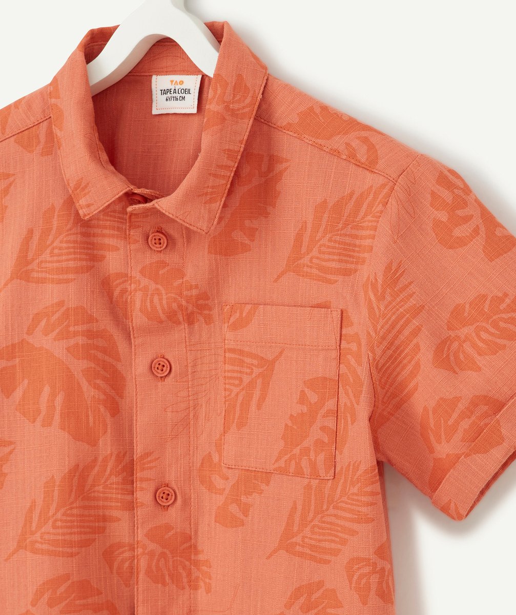 LA CHEMISE ORANGE EN COTON IMPRIMÉ FEUILLES