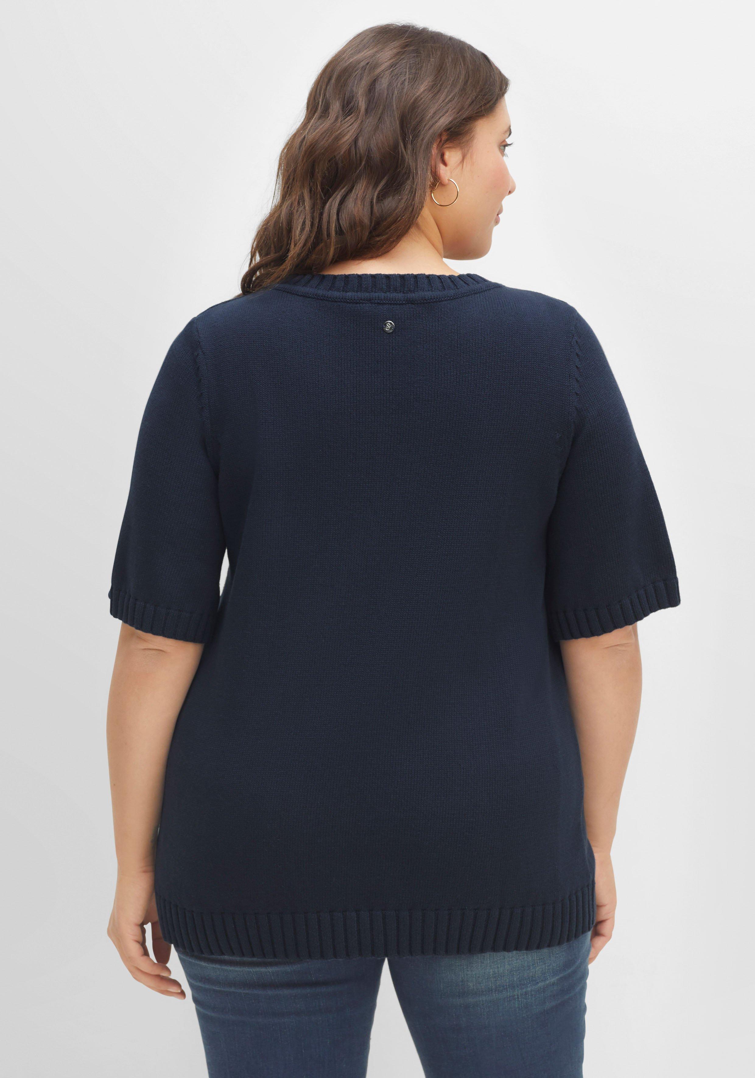 Kurzarmpullover mit V-Ausschnitt, aus Baumwolle