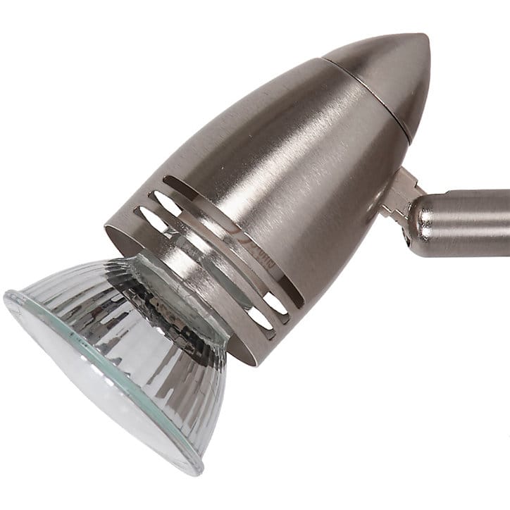 Réglette spot 2 lumières GU10 7W GoodHome Aspis nickel satiné L.39 x L.9 x H.16 cm
