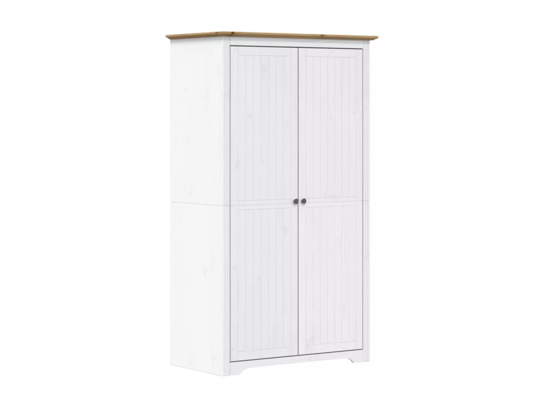 Garde-robe BODO blanc marron 99x53,5x173 cm bois massif de pin
