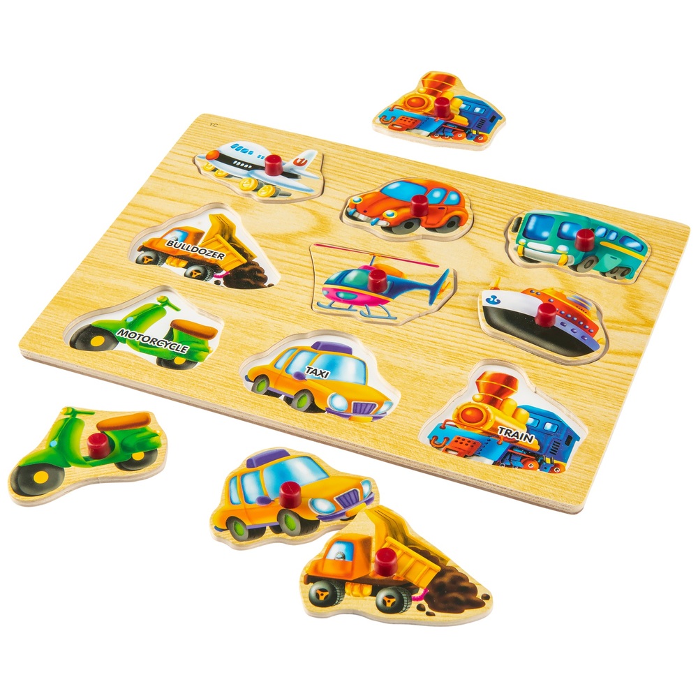 Buntes Holzpuzzle Transport
