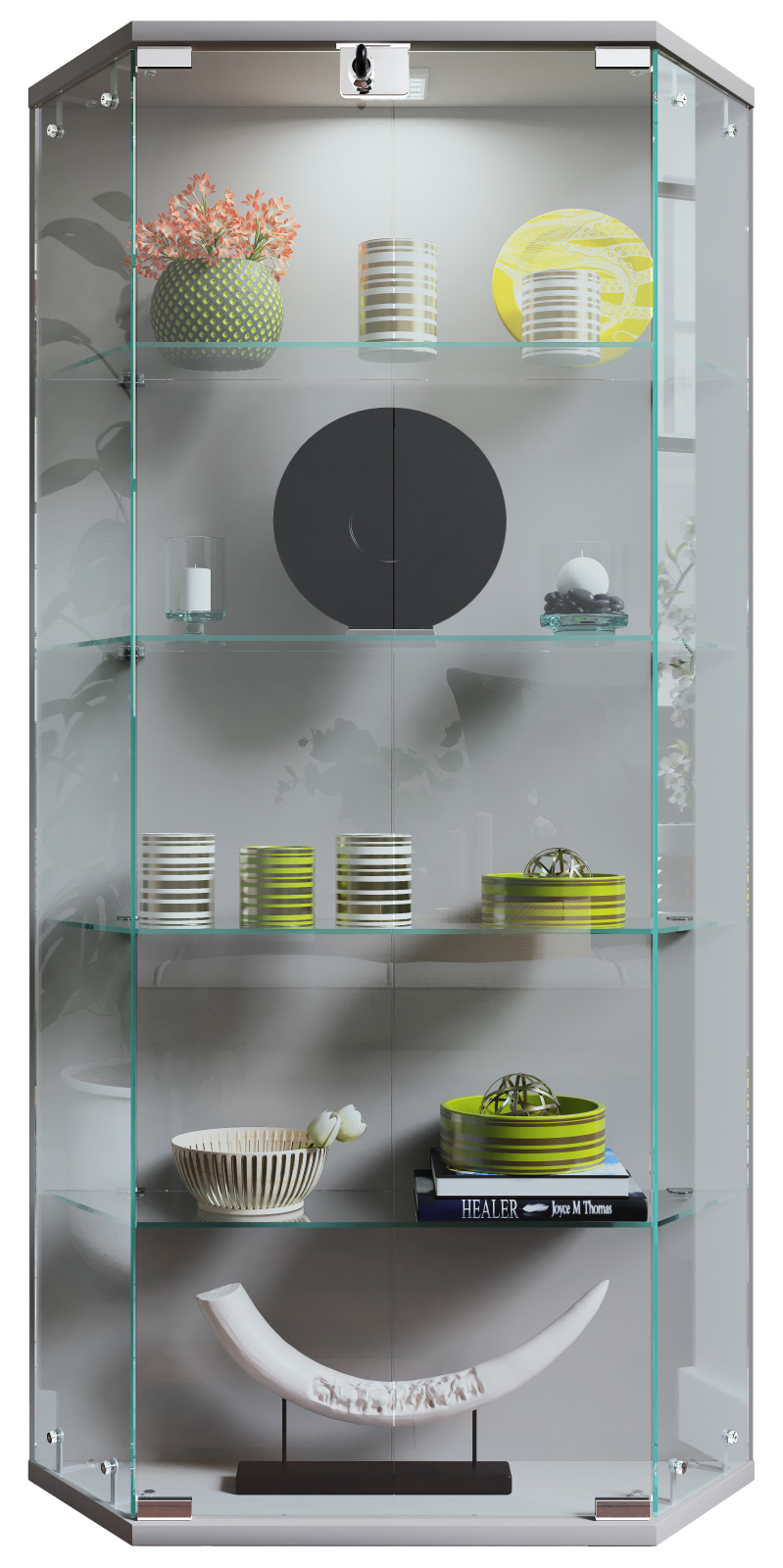 Wandvitrine BENILA L - silber - abschließbar