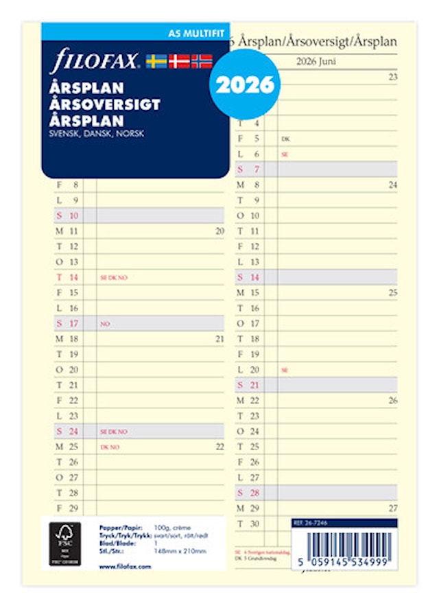 Årsplan A5 2026, Filofax