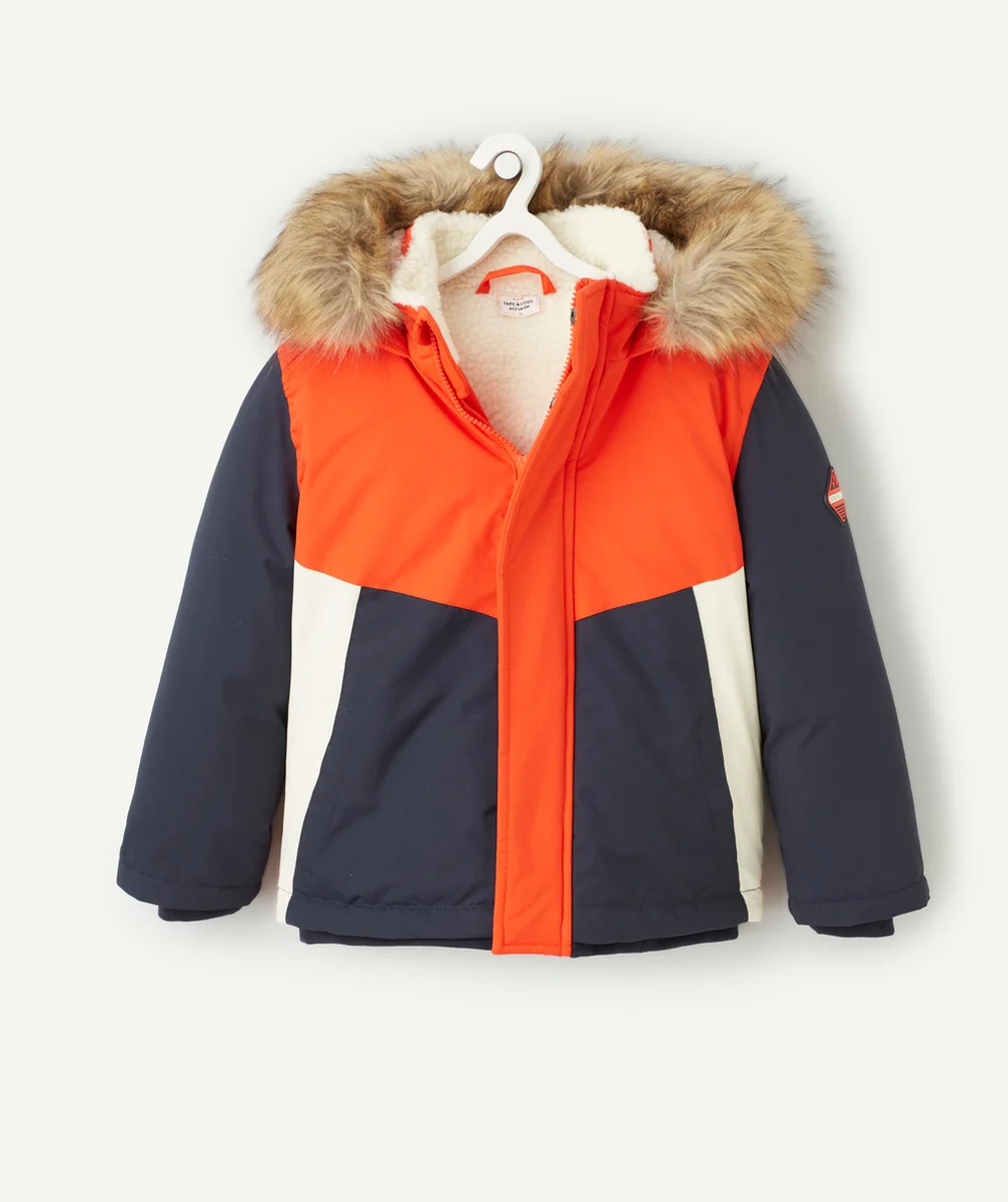 DOUDOUNE GARÇON EN REMBOURRAGE RECYCLÉ COLORBLOCK ORANGE