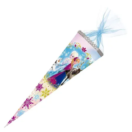Nestler Schultüte Disney die Eiskönigin mit Glitzer, Organzaverschluss, rund, 70 cm