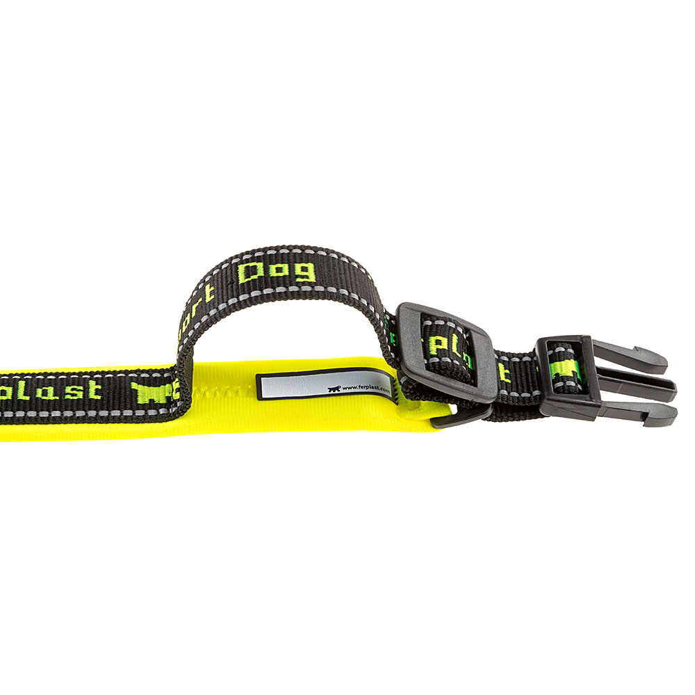 Ferplast collier pour chiens sport dog c25/65, poignée rembourée, ceinture réfléchissante, étiquette porte-nom, a: 55÷65 cm - b: