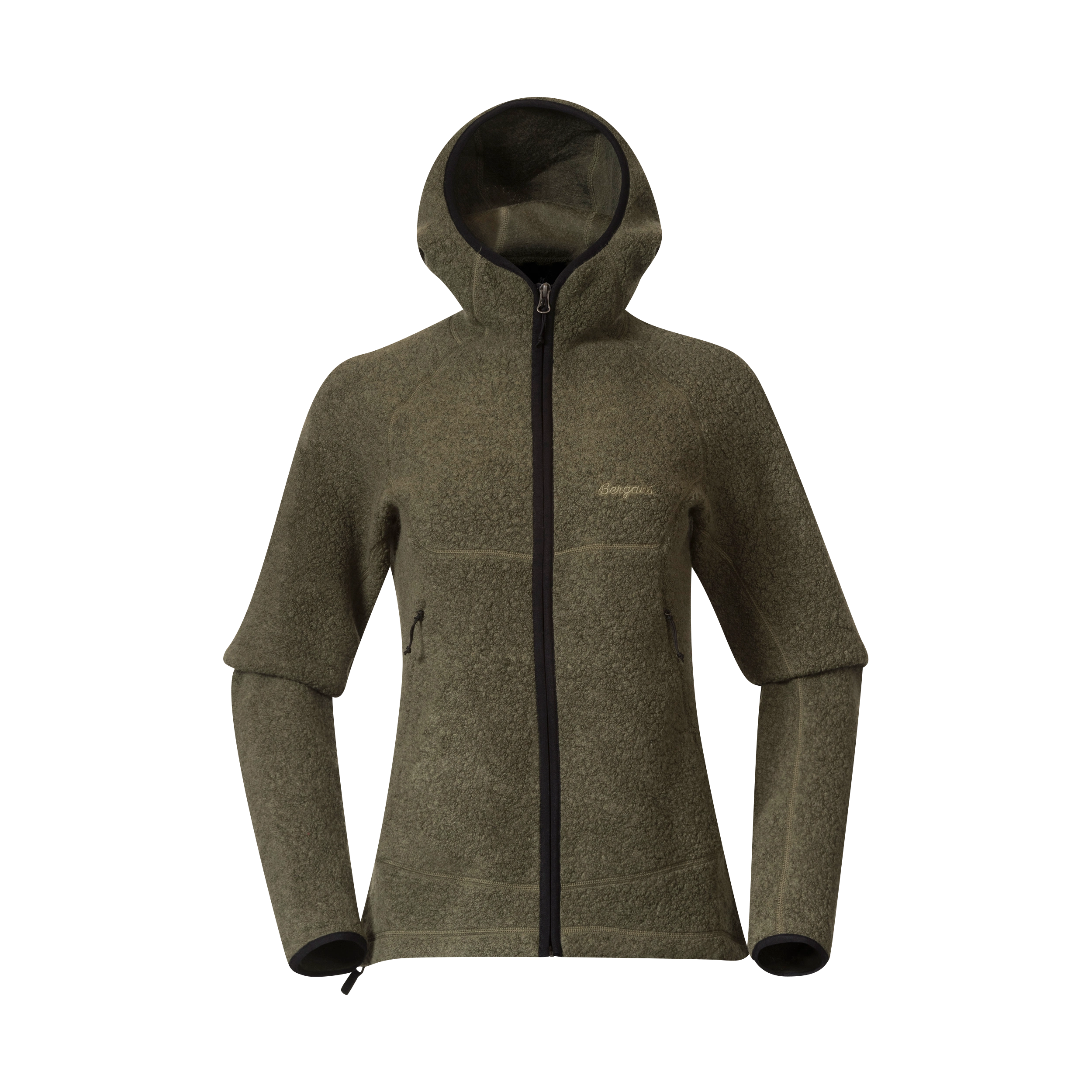 Vaagaa Merino Terry Midlayer Hoodie Women Green Mud