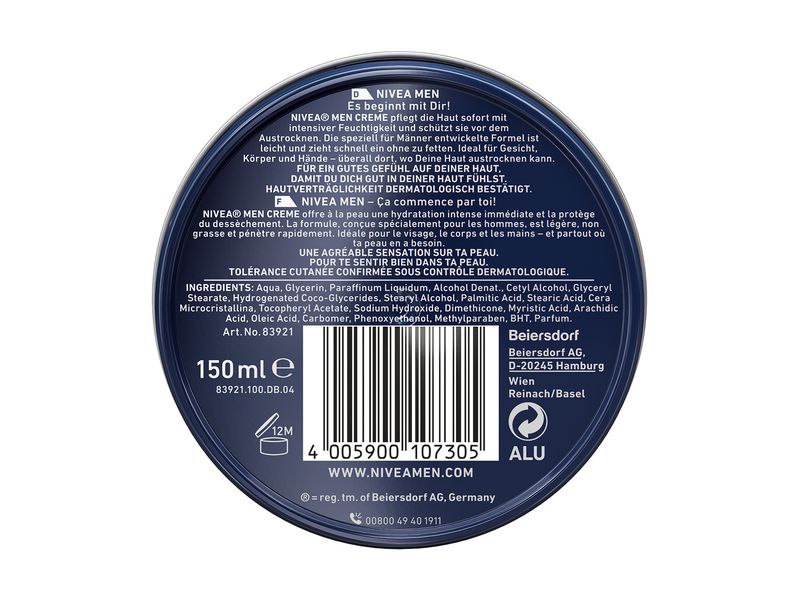 NIVEA MEN Gesichtscrème Men 150 ml Leichte und nicht fettende Creme für Gesicht, Körper und Hände