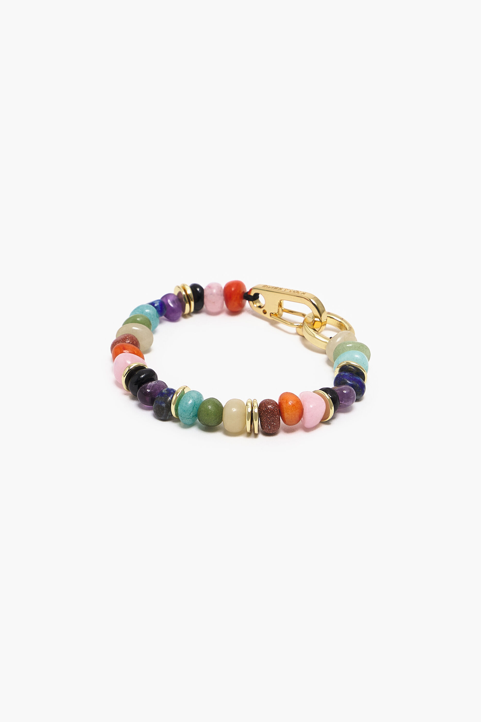 Pulseira dourada com pedras multicoloridas