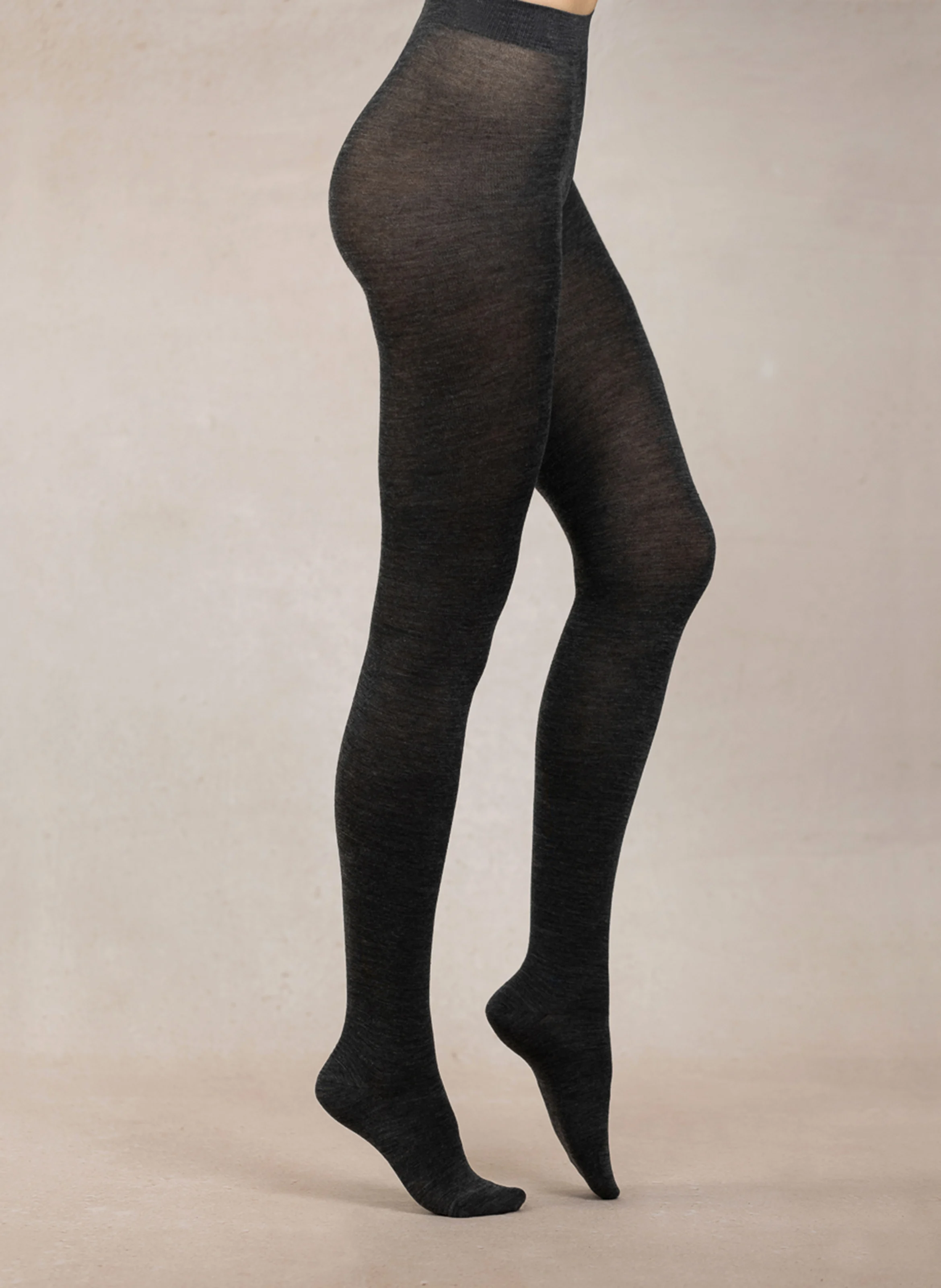 Collants en laine fine et coton mélangés | Gris