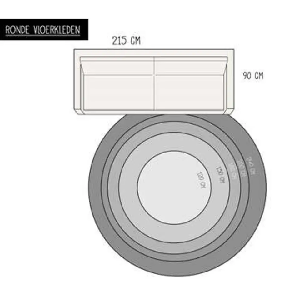 EVA Interior Vloerkleed Jute Rond - Naturel/Groen - 120 Ø