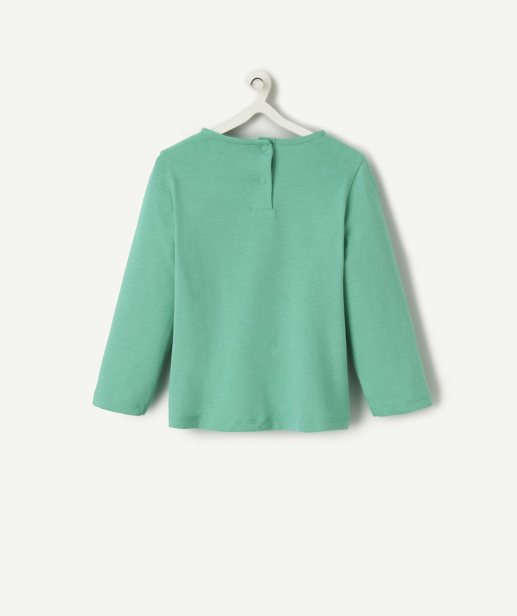 T-SHIRT BÉBÉ FILLE EN COTON BIO VERT ET MESSAGE ROSE