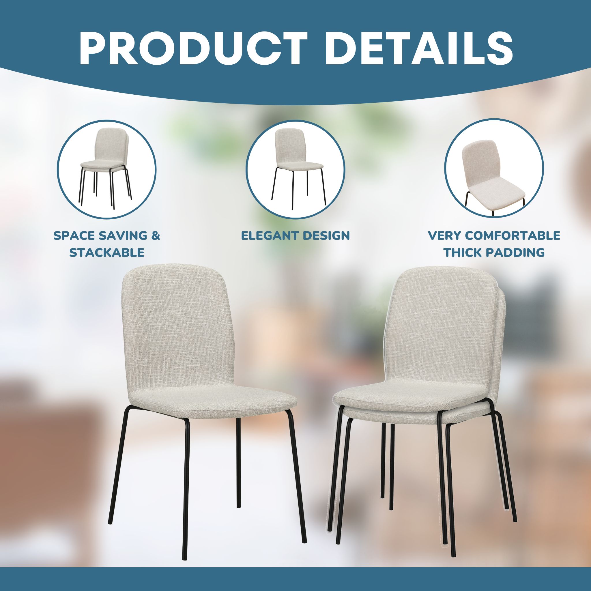 Albatros Esszimmerstühle 4er Set ENNA, braun - stapelbar, bequemer Polsterstuhl - Eleganter Küchenstuhl, Stuhl Esszimmer oder Esstisch Stuhl, Konferenzstuhl , Stückzahl:4, Farbe:Braun