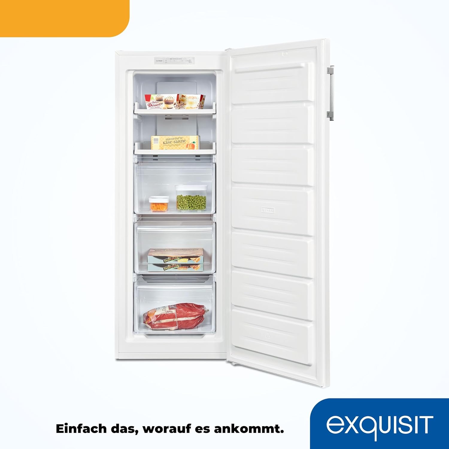 Exquisit Gefrierschrank GS231-NF-H-040D weiss | 161 Liter Nutzinhalt| Tiefkühlschrank | NoFrost | Tiefkühler elektronisch | Weiß