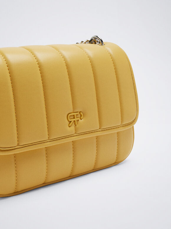 Bolsa acolchoada com corrente - Amarela