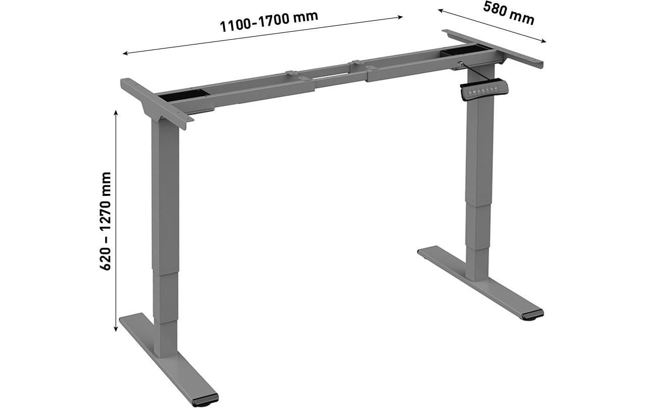 Tischgestell ET225E Dunkelgrau<br>Höhenverstellbares Tischgestell mit digitalem Display