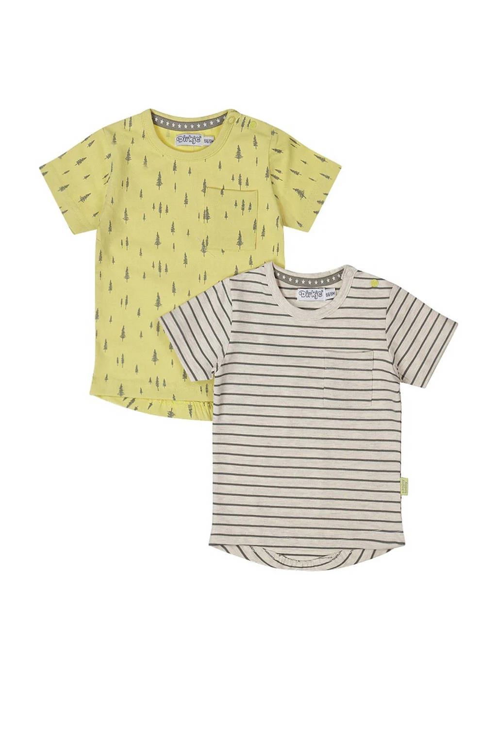 Dirkje T-shirt - (set van 2) geel/grijs