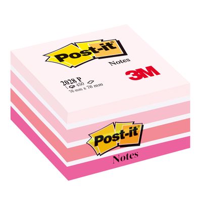 Post-it - Bloc Cube - 450 feuilles - 76 x 76 mm - couleurs assorties rose Light plaisir