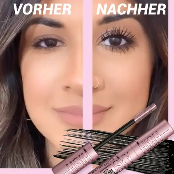 Lash Sensational Sky High Very Black & Augen-Make-Up Entferner & The Nudes Lidschatten Palette Set
