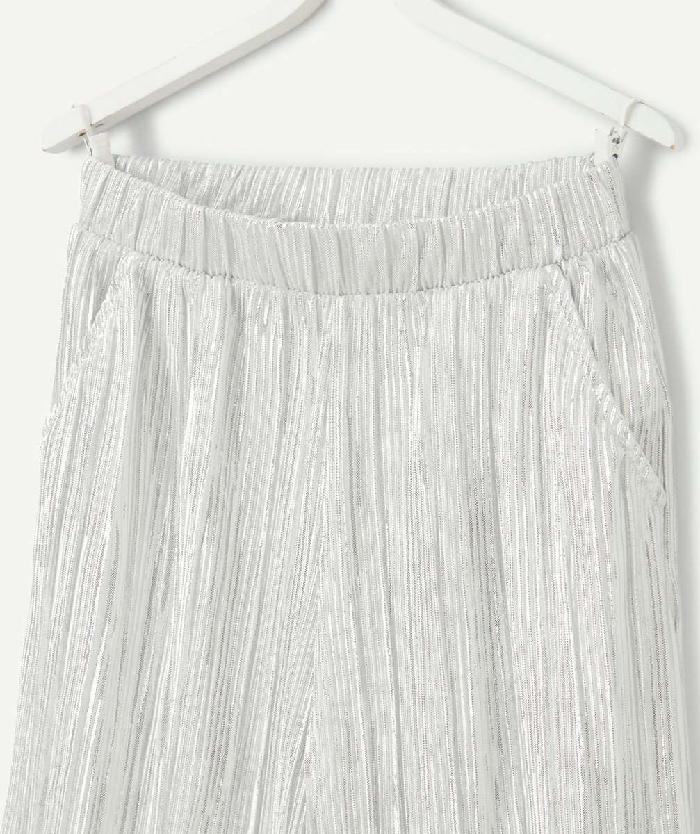 PANTALON LARGE FILLE IRISÉ COULEUR ARGENTÉE