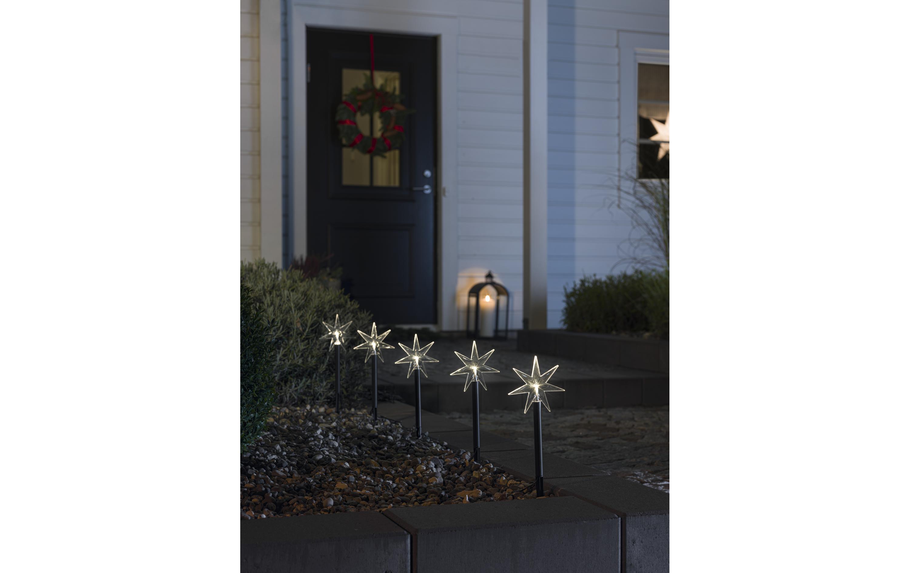 LED-Stern 24 cm, 5er SetSterne mit Erdspiess