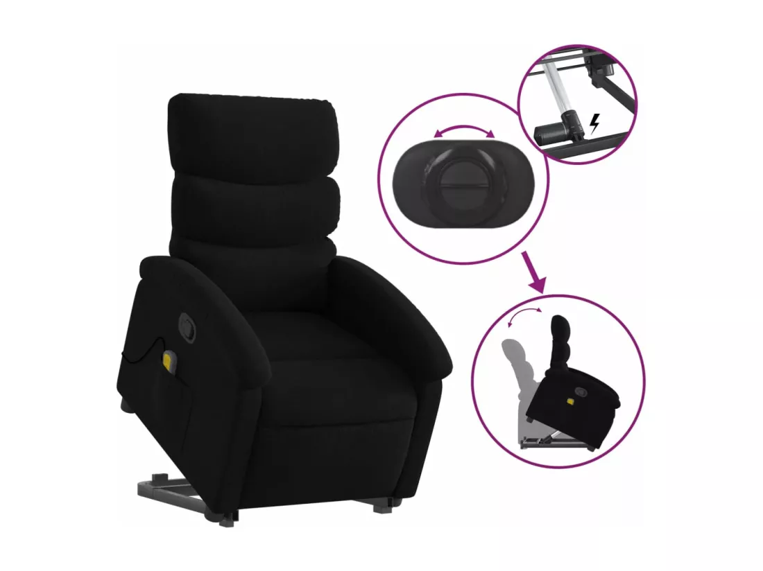 Fauteuil de massage inclinable Noir Tissu