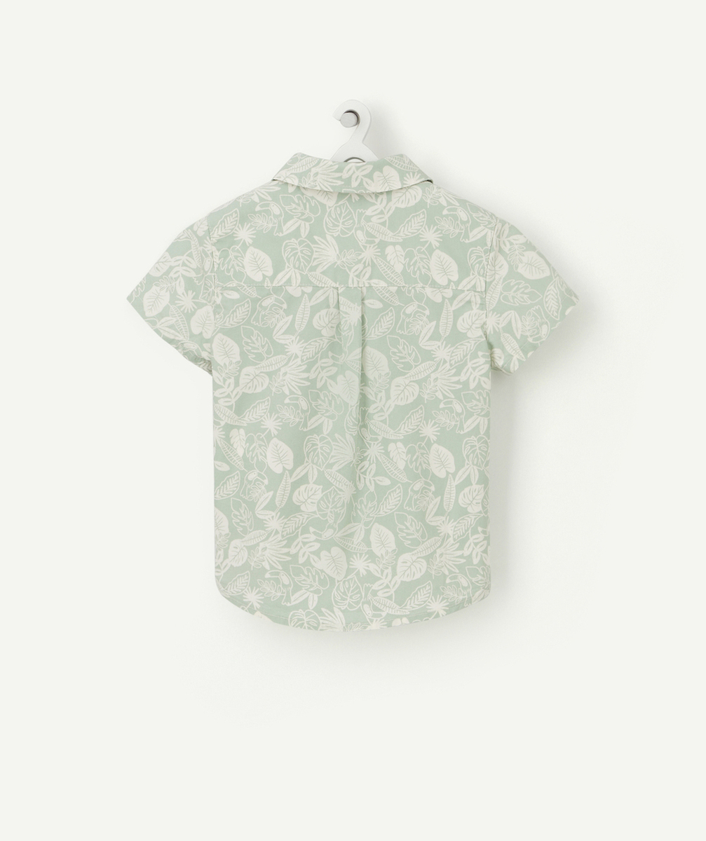 CHEMISE BÉBÉ GARÇON EN COTON VERT D'EAU IMPRIMÉE AVEC FEUILLES