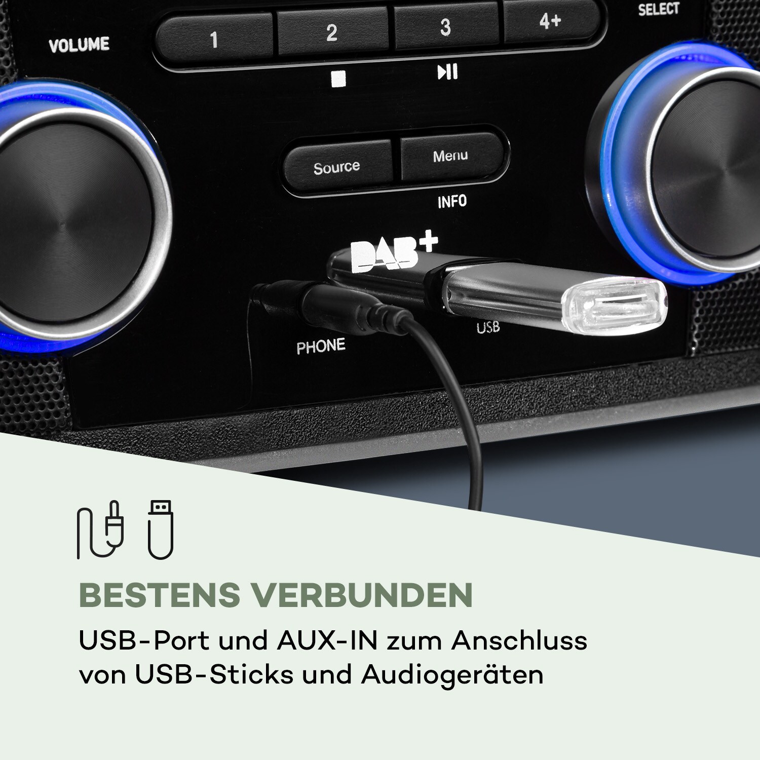 Stockton Micro Stereosystem 20W max. DAB+ UKW CD-Player BT OLED