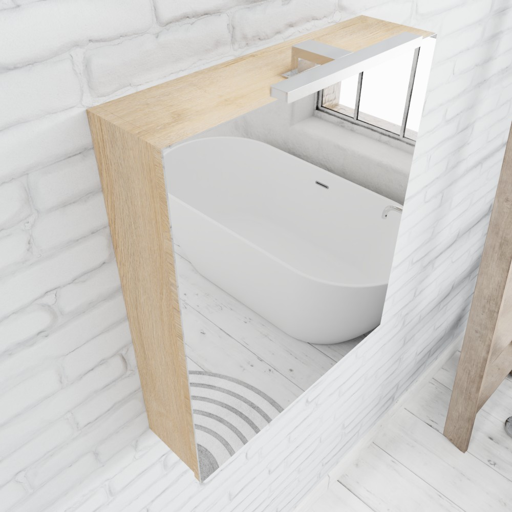 Zaro Beam spiegelkast licht eiken 60x70x16cm 1 deur