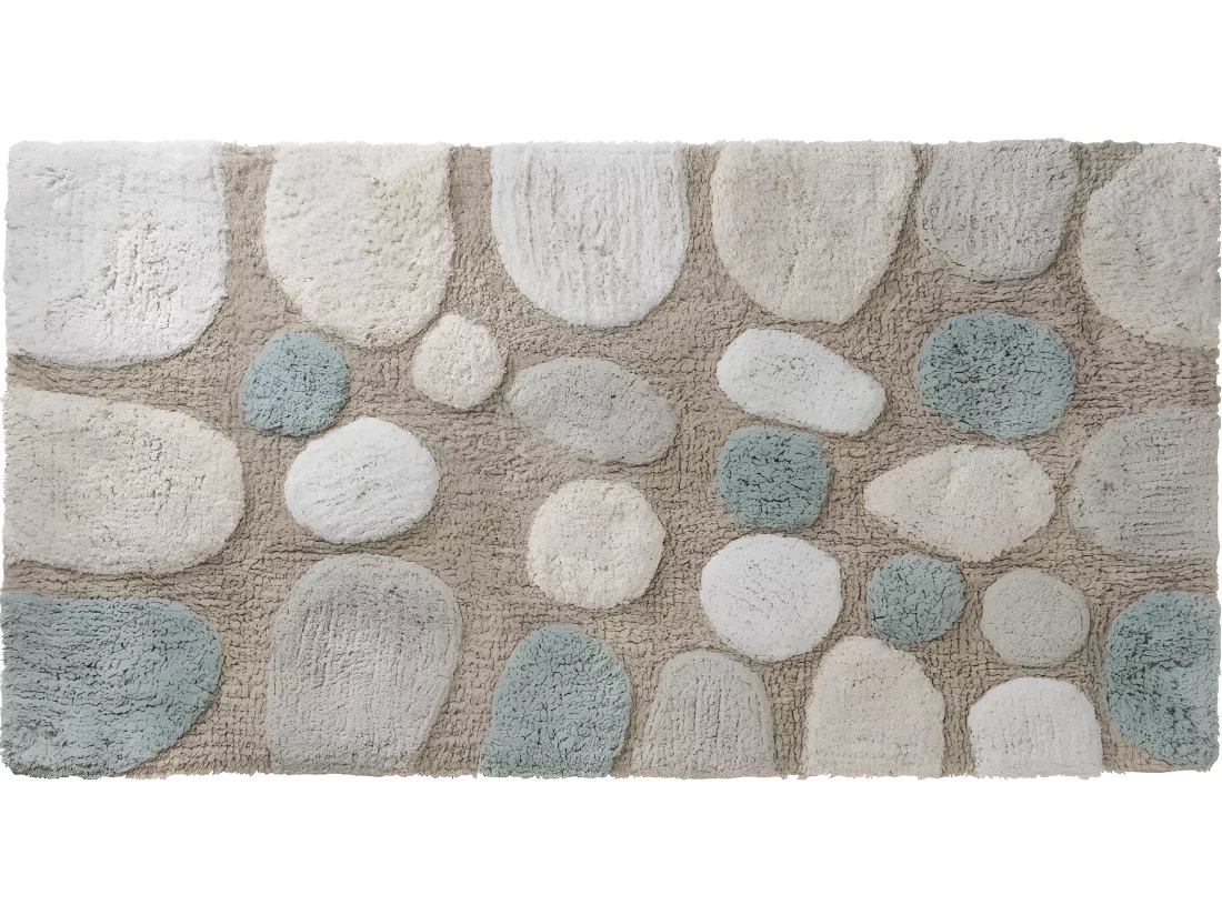 Tapis de bain déco en coton tufté galet 50x80cm