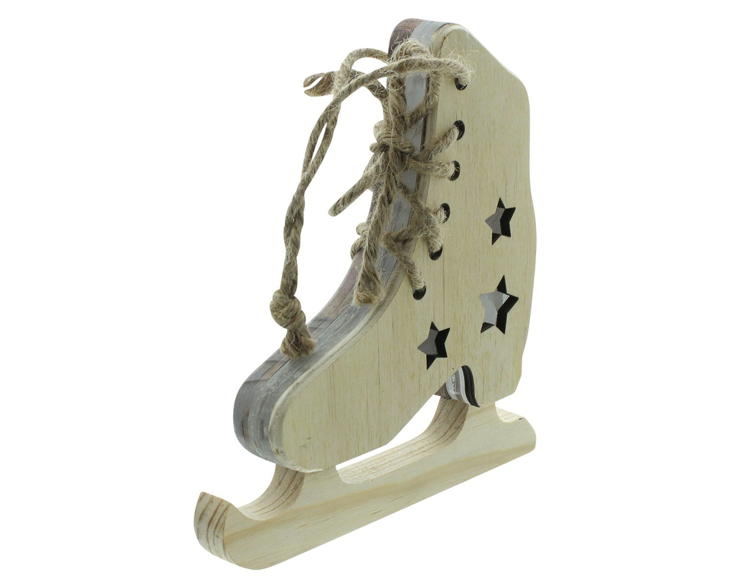 FRANK FLECHTWAREN | LED-schaatssterontwerp, 16,5 x 15 x 2,5 cm, BEUKEN, ACRYL, JUTE