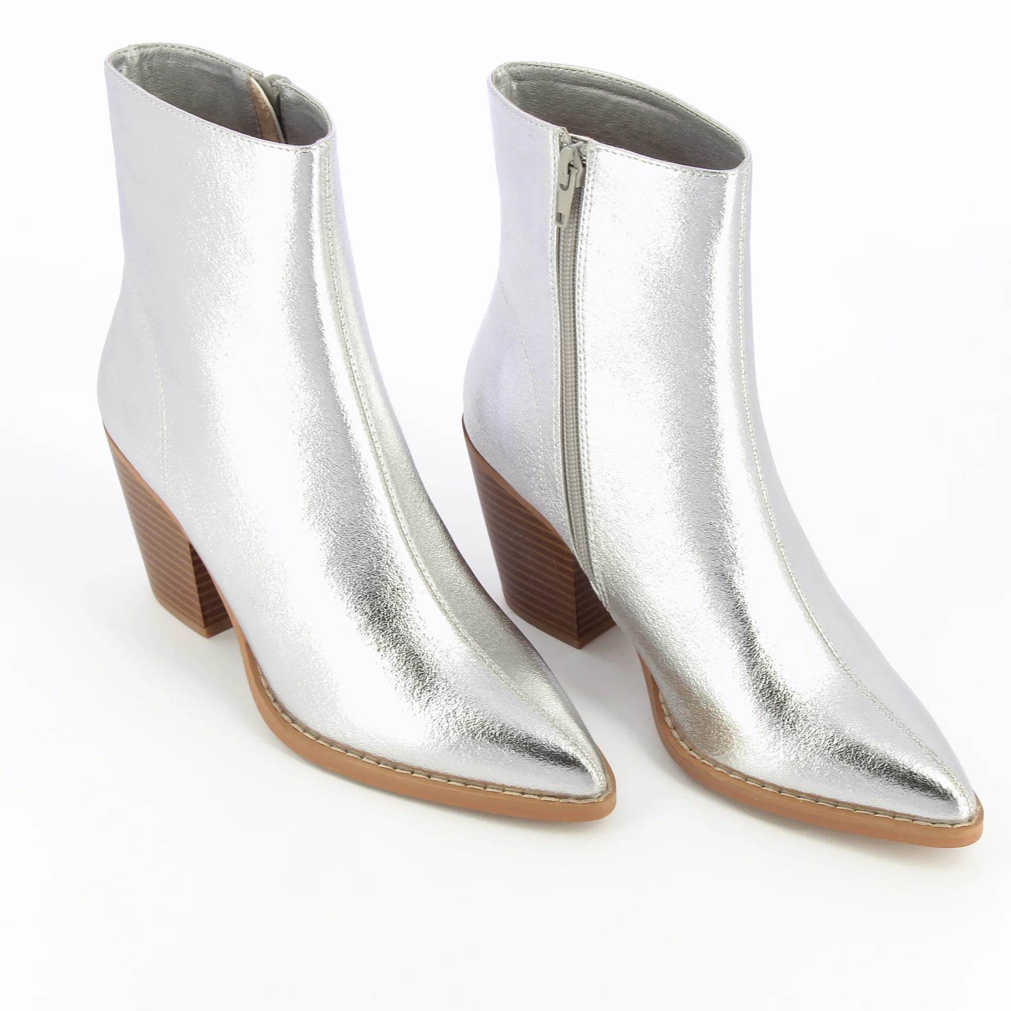 Bottines-Bottines à talon Julia argent effet texturé