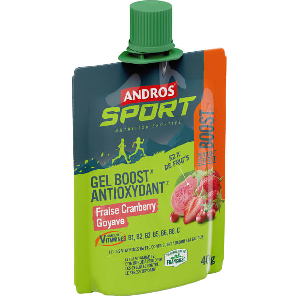 Gels énergétiques ANDROS GEL BOOST ANTIOXYDANT FRAISE CRANBERRY GOYAVE 40G