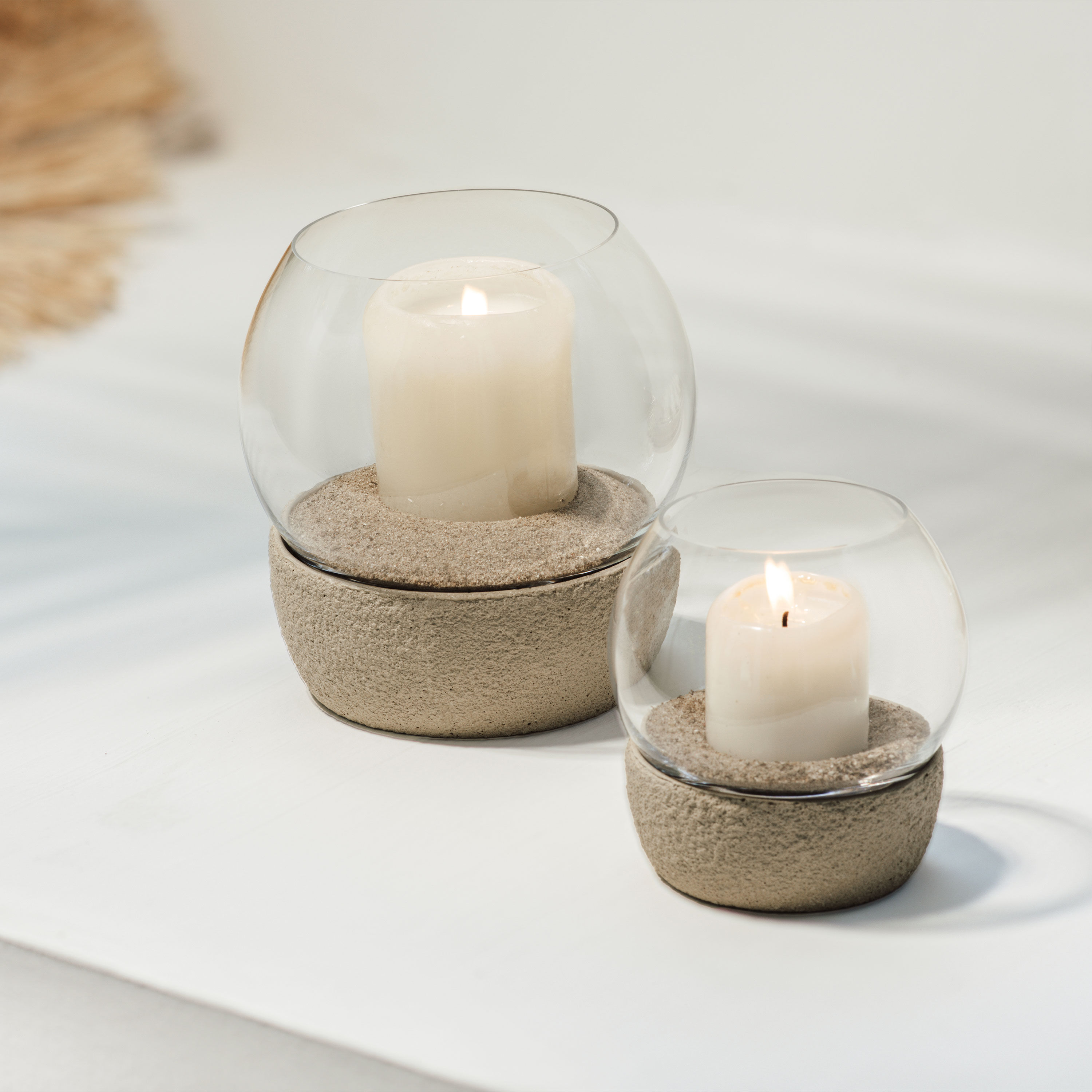 Perlemor Hurricane lamp Beige, 6.2'' x 6.3''