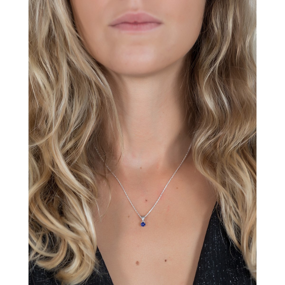 Collier Pendentif Or Blanc 585 Saphir - Bijou de Luxe | Aden