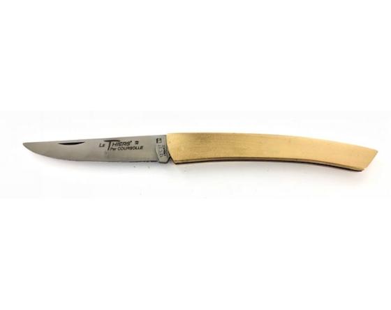 Le Thiers Coursolle 12 cm Manche Laiton satiné uni Couteau de poche Le Thiers par Coursolle