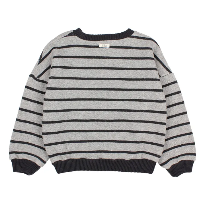 Búho Sweat Coton Bio Rayures | Gris chiné