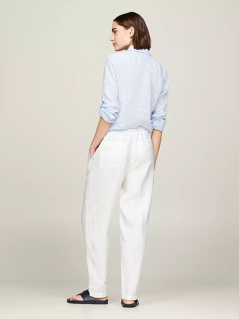 TOMMY HILFIGER Leinenhose Jogging Fit weiss