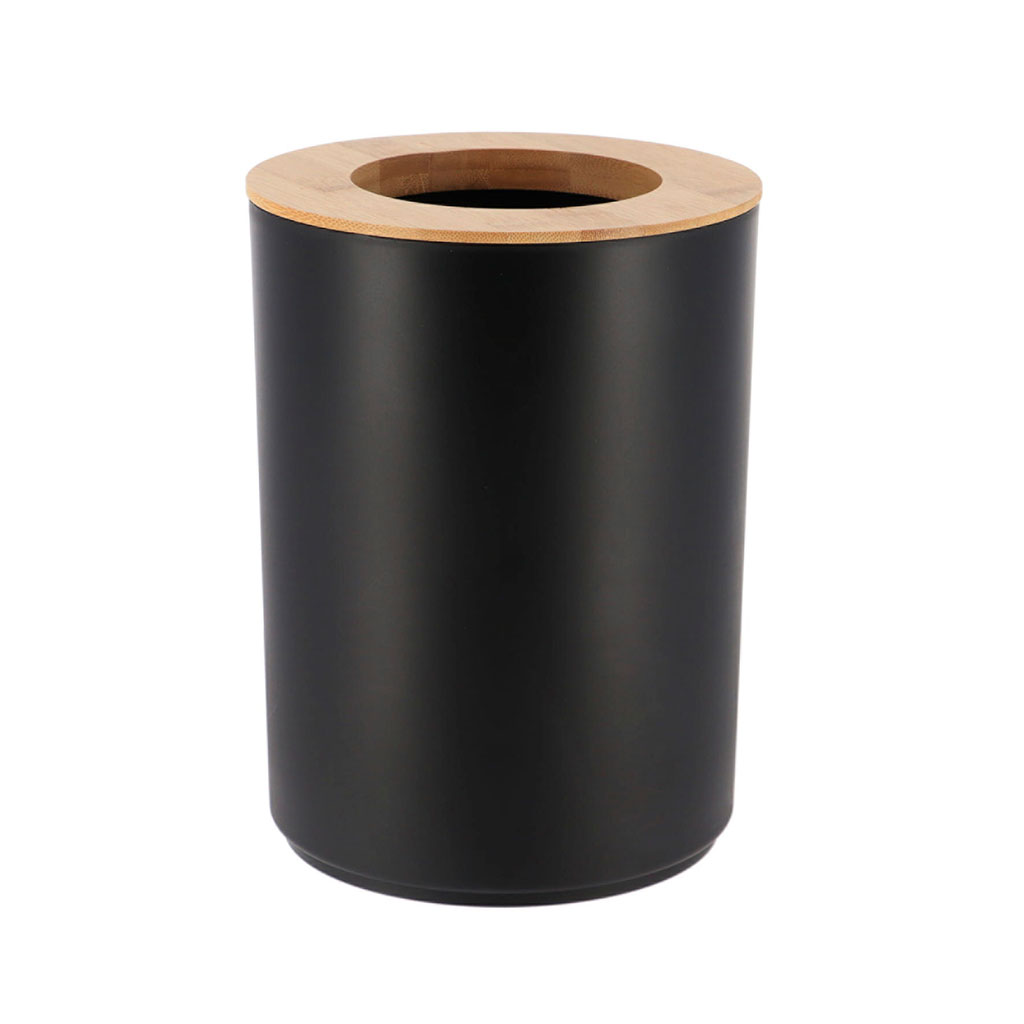 Poubelle de salle de bain bambou noir 5L