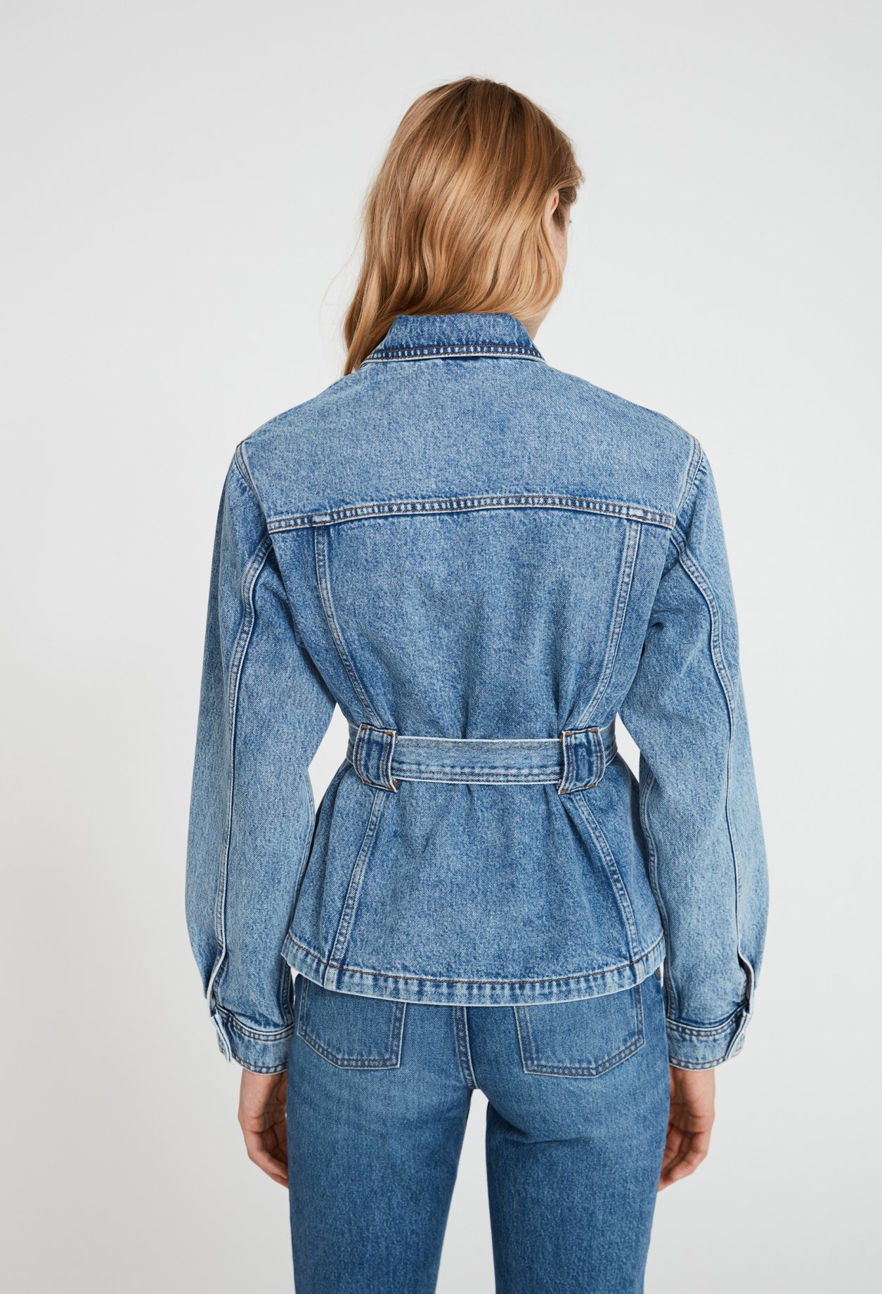 Veste denim ceinturee