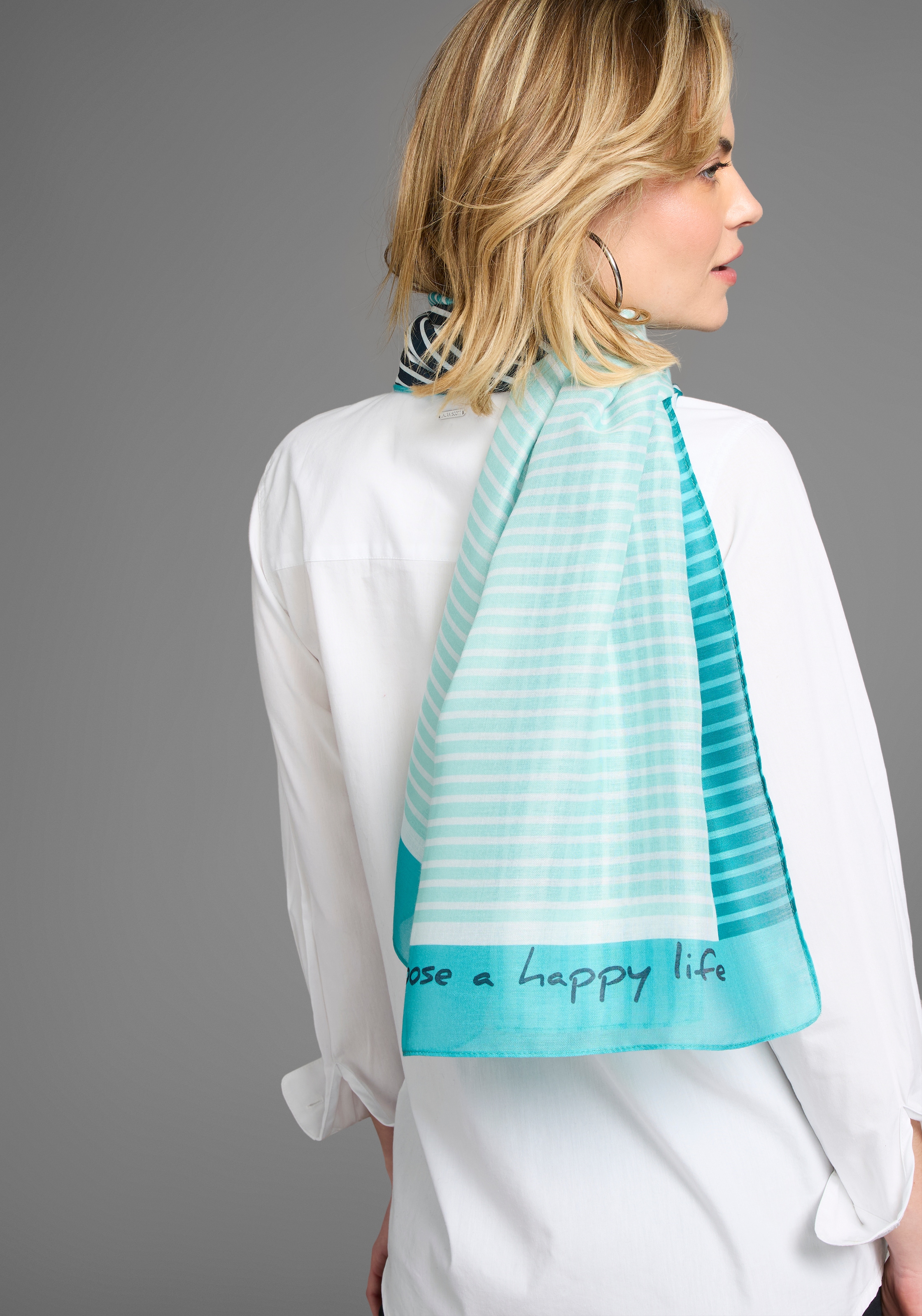 Laura Scott Modetuch im trendigen Streifen- & Schriftdesign - NEW