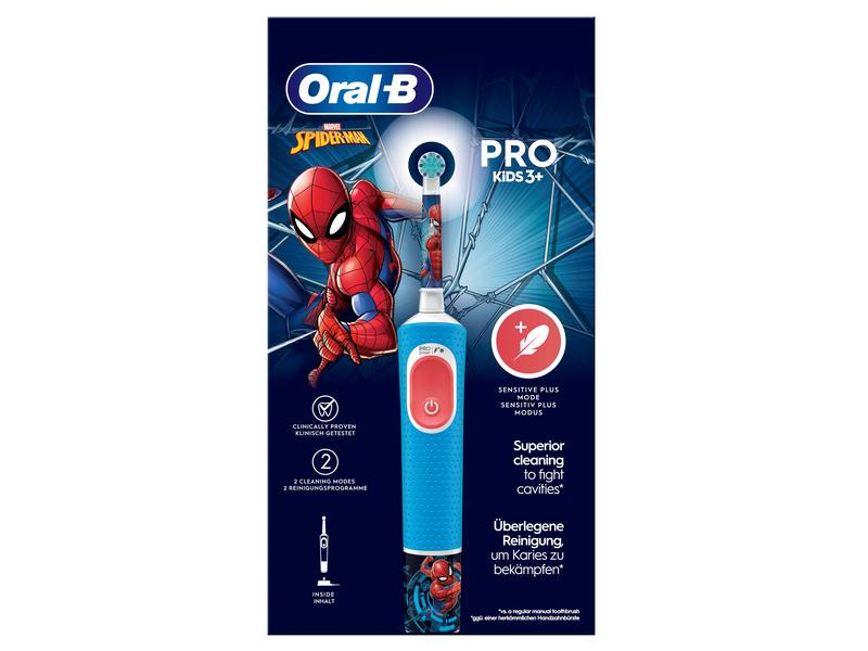 Oral-B Rotationszahnbürste Vitality Pro Kids Spiderman Blau Elektrische Zahnbürste Marvel