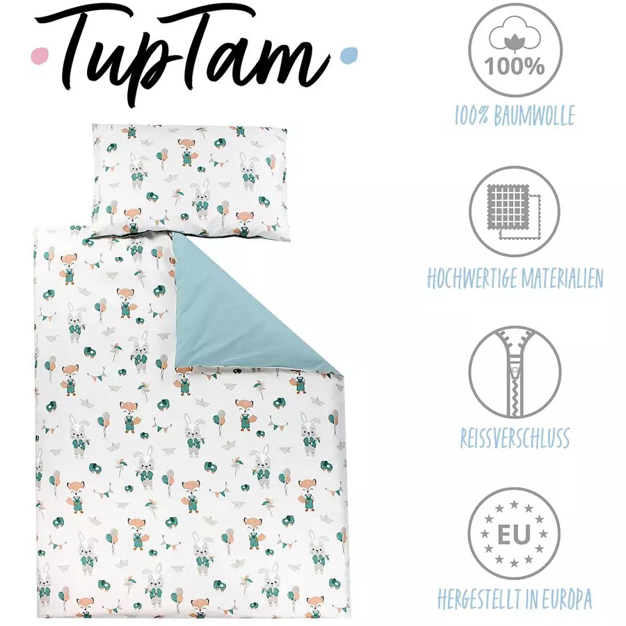 TupTam Kinder Bettwäsche Set 2-tlg beigeblau
