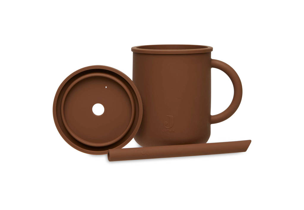siliconen rietjesbeker met rietje Caramel (270 ml)