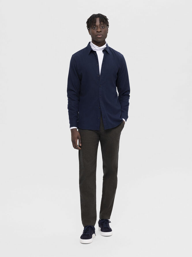 Selected Homme SLHSLIMOWEN-FLANNEL SHIRT LS NOOS Dark sapphire/solid