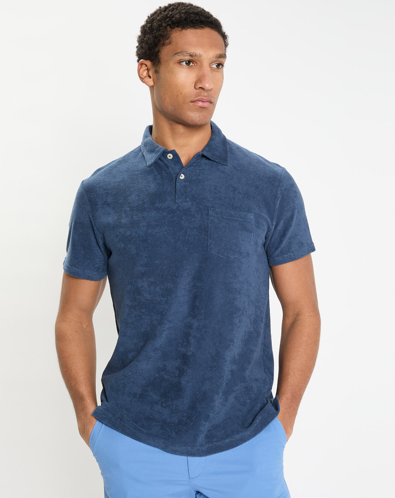 Hackett London Polo Regular Fit uni éponge bleu