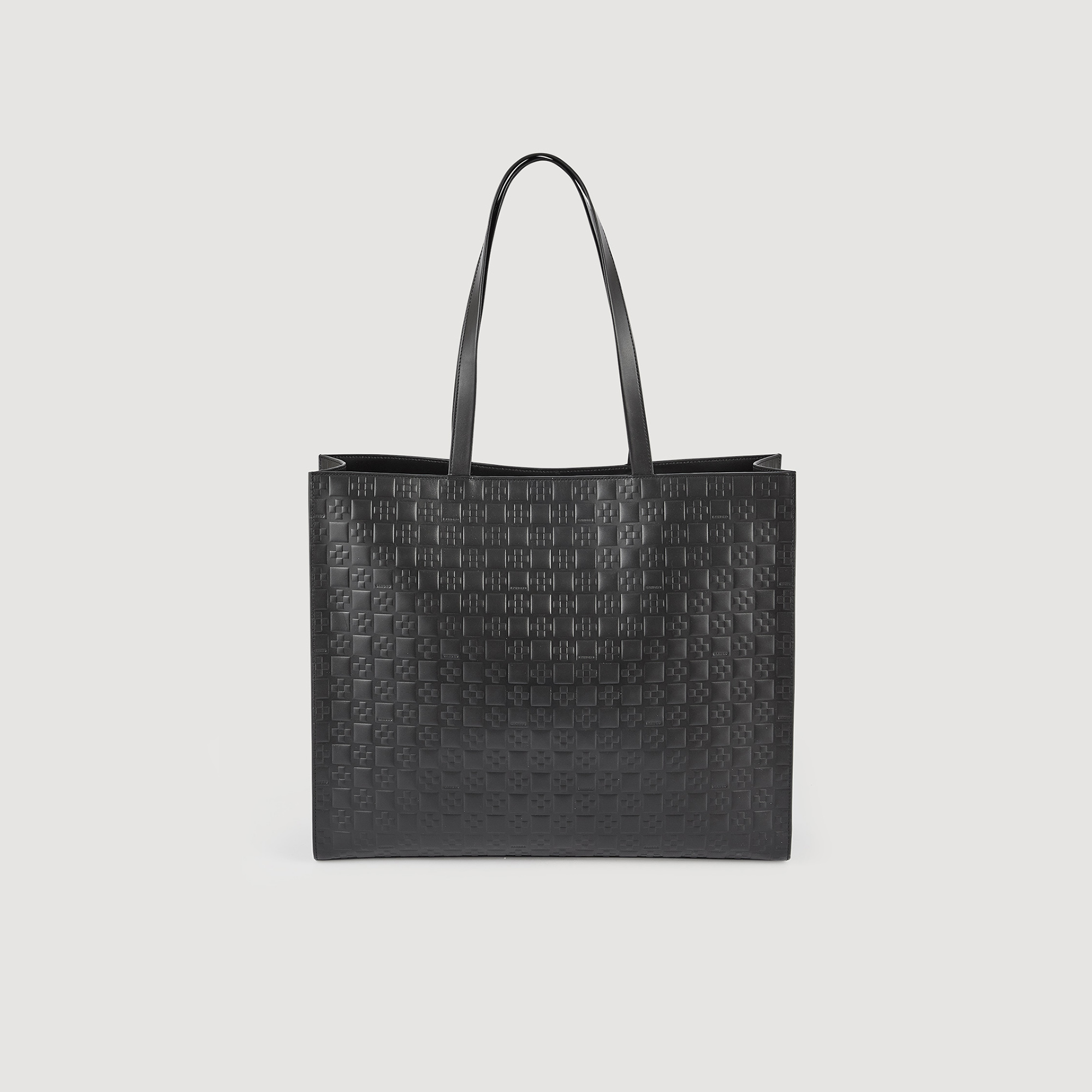 Grand cabas en cuir embosse monogramme