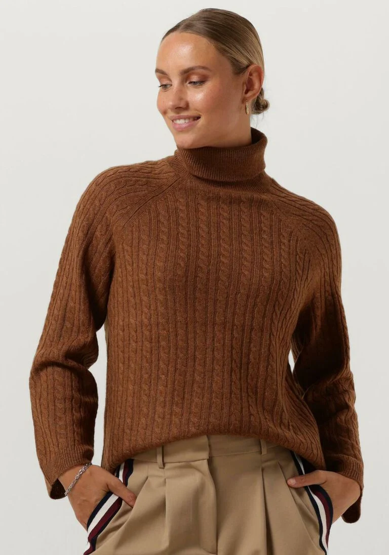 TOMMY HILFIGER cognac tommy hilfiger coltrui soft wool ao cable roll-nk swt